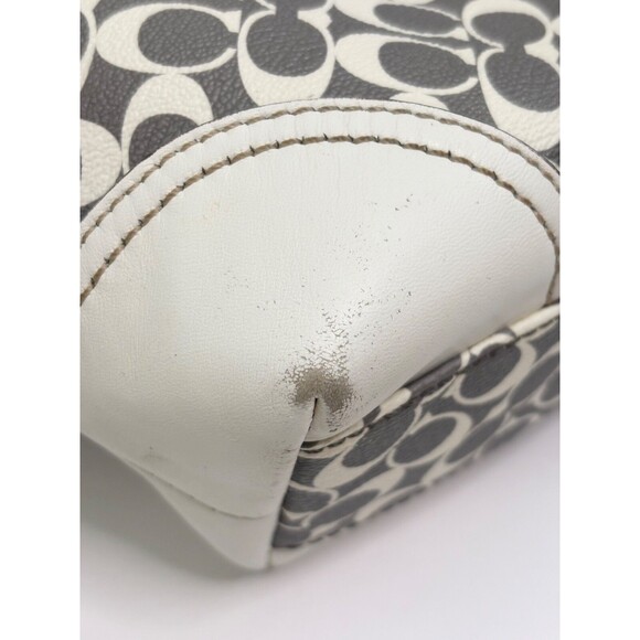 COACH HERITAGE STRIPE Bias Gray Pink White Signature PVC Chelsea Tote F15137 - Picture 11 of 13